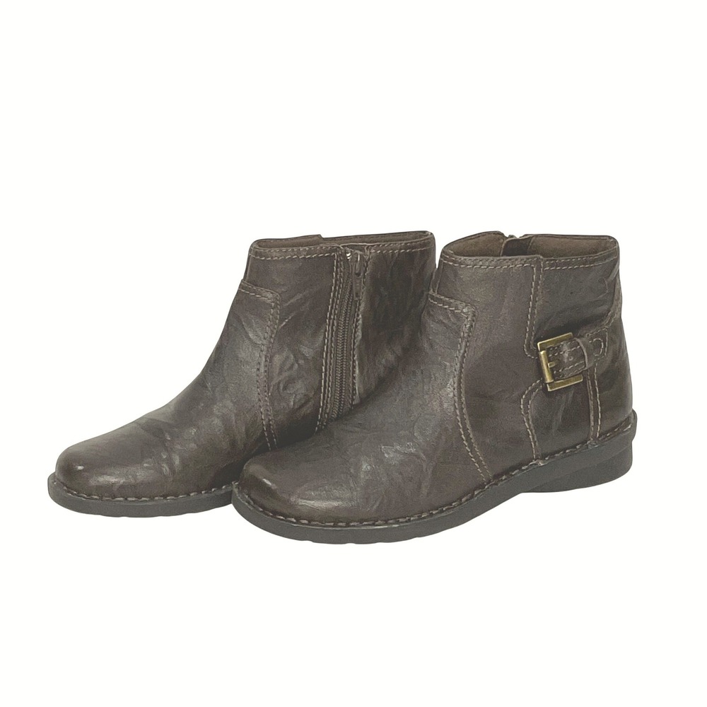CLARKS Nikki Star Q Womens Ankle Boots Booties Brown Leather Crinkle 68739 Sz 6
